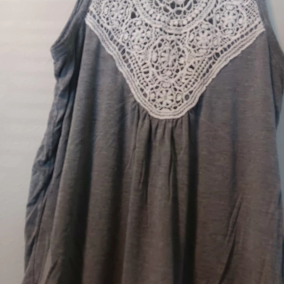 Maurices Gray Tank Top with White Crochet Yoke - Picture 6 of 9